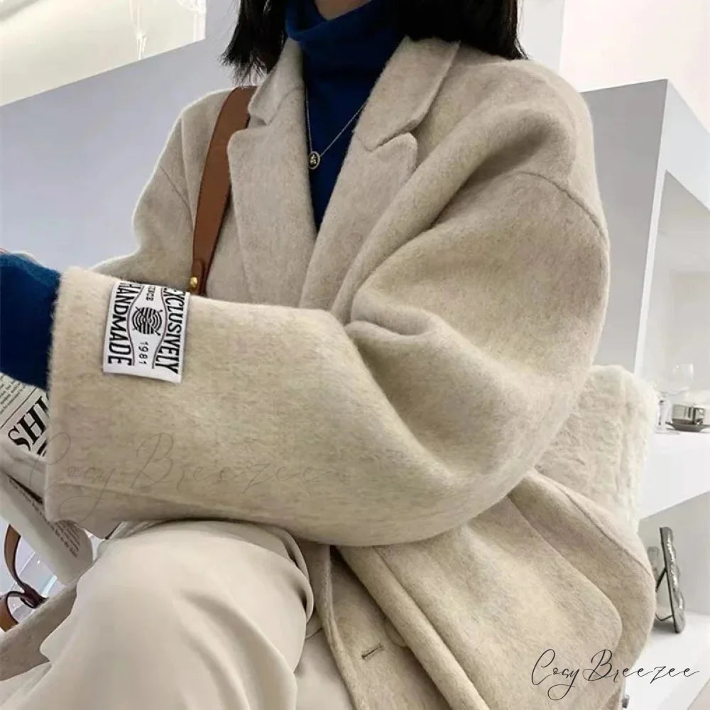 Cashmere Turn-Down Woolen Coat beige Coat / S overcoats-241228