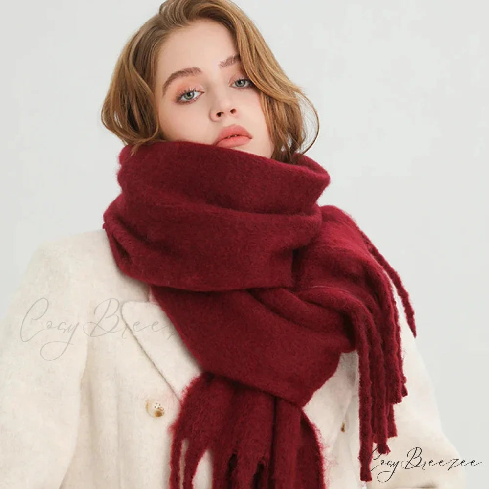Cashmere Winter Pashmina Blanket Wrap - Thick and Soft Scarf BURGENDY