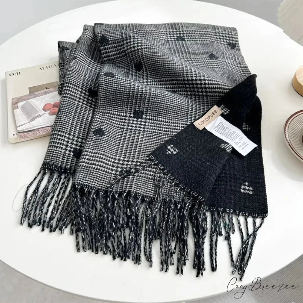 Cashmere Winter Plaid Pashmina Scarf black scarf-241228