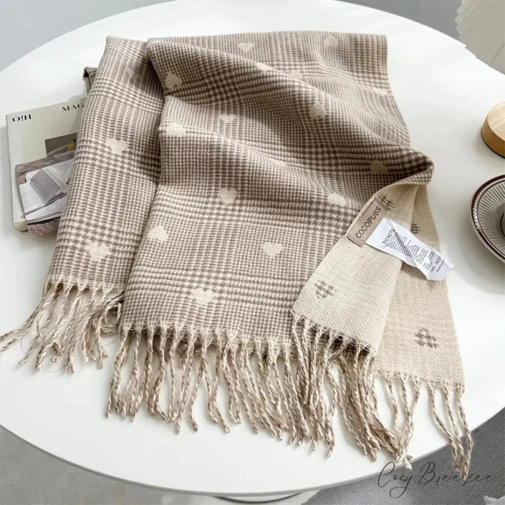Cashmere Winter Plaid Pashmina Scarf brown 1 scarf-241228