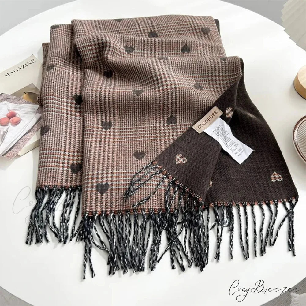 Cashmere Winter Plaid Pashmina Scarf coffee scarf-241228