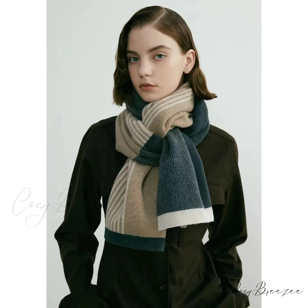 Cashmere Winter Scarf for Women - Designer Knit Warmth Dark green / L180cm W32cm