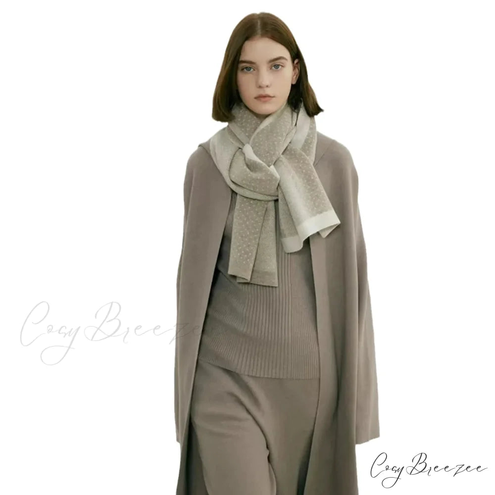 Cashmere Winter Scarf for Women - Designer Knit Warmth Dot-beige / L180cm W32cm