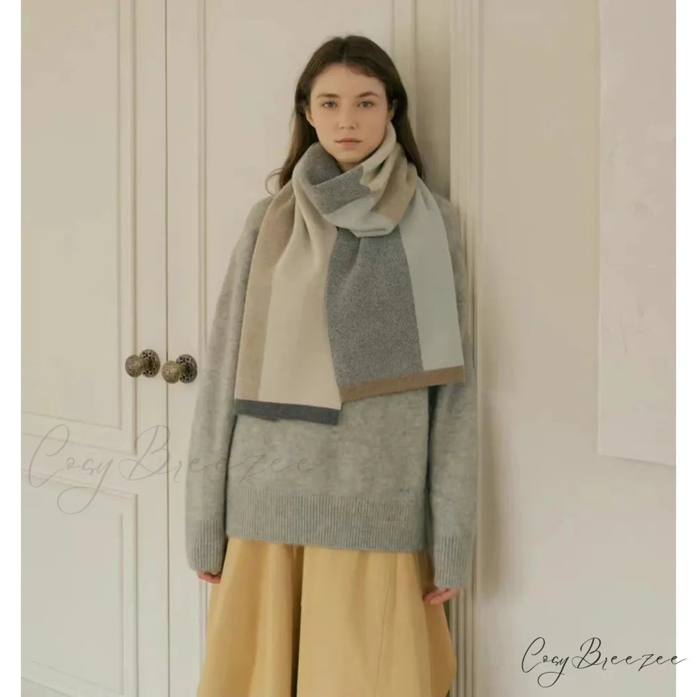 Cashmere Winter Scarf for Women - Designer Knit Warmth mint green / L180cm W32cm