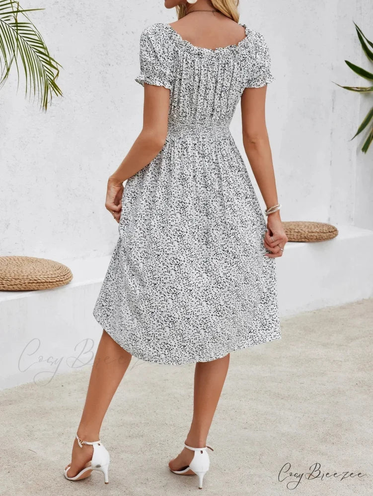 Casual Bohemian Beach Floral Dress oldfloraldress-250126