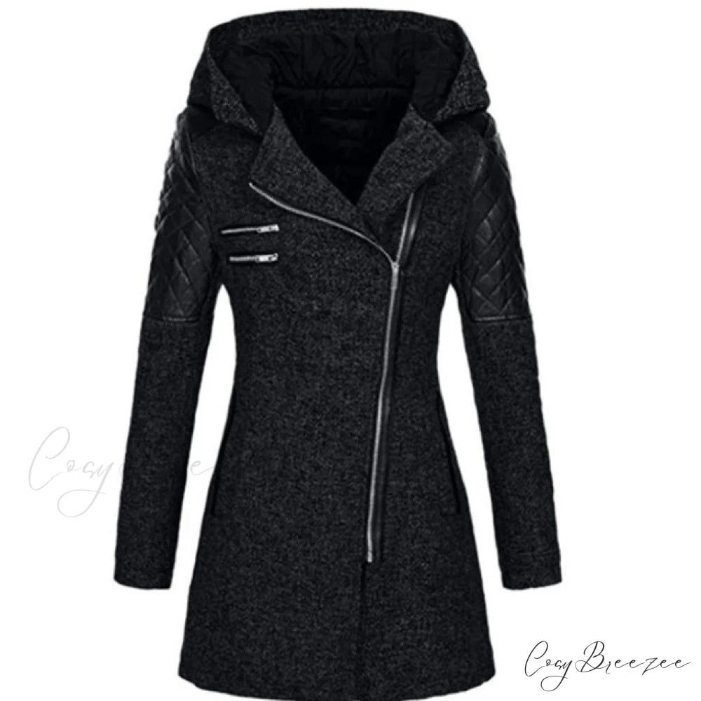 Casual Coat Patchwork Stylish for Wear Black / S
