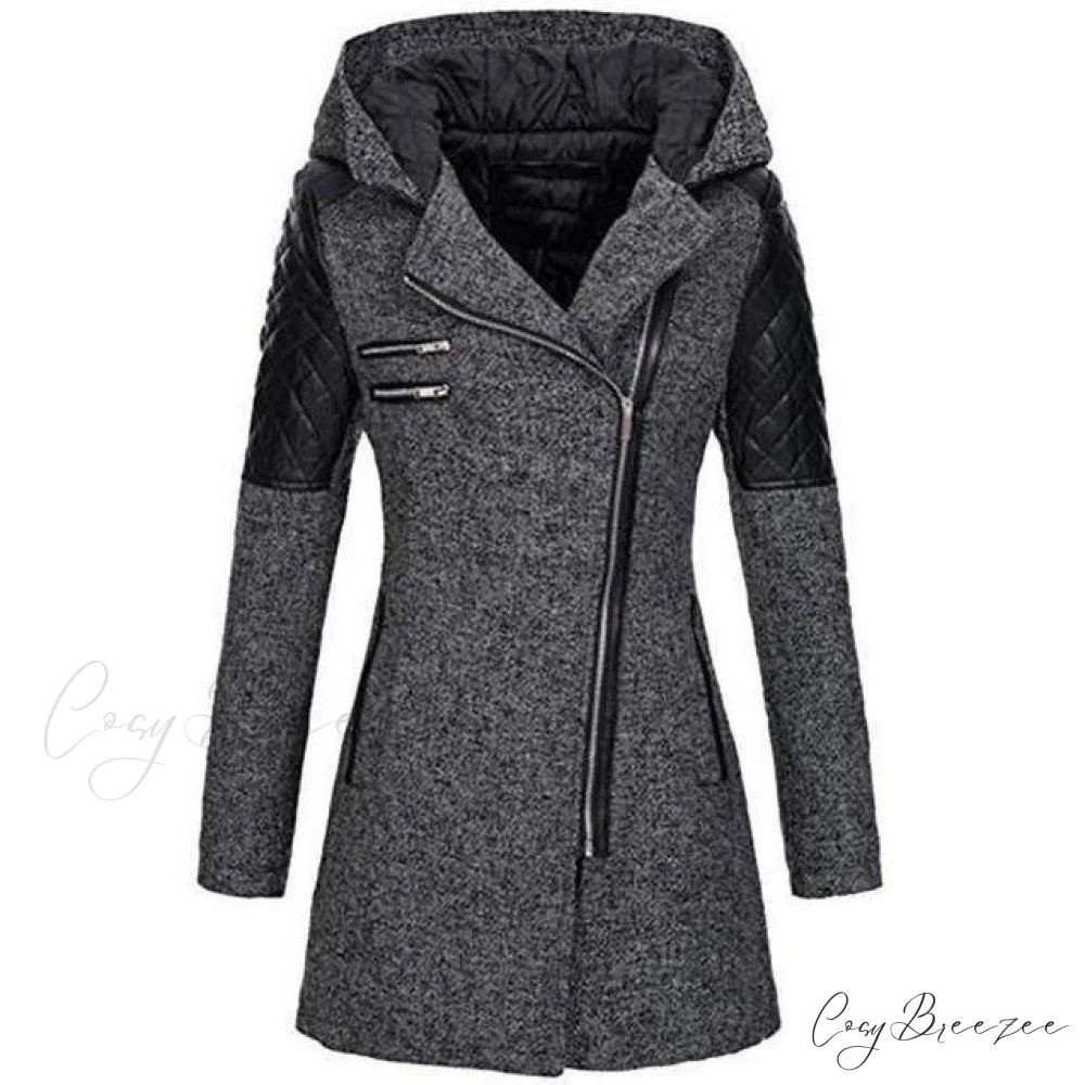 Casual Coat Patchwork Stylish for Wear Dark Gray / S