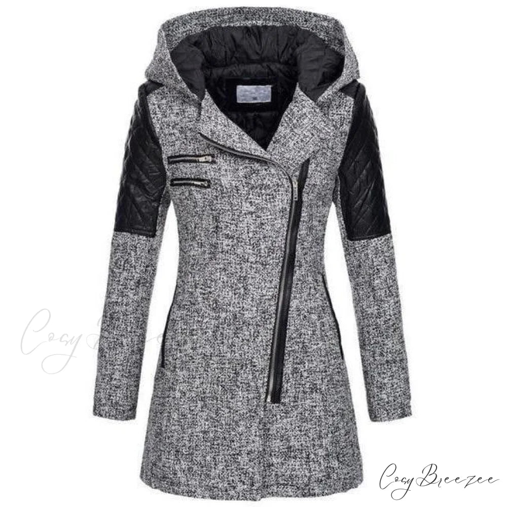Casual Coat Patchwork Stylish for Wear Gray / S