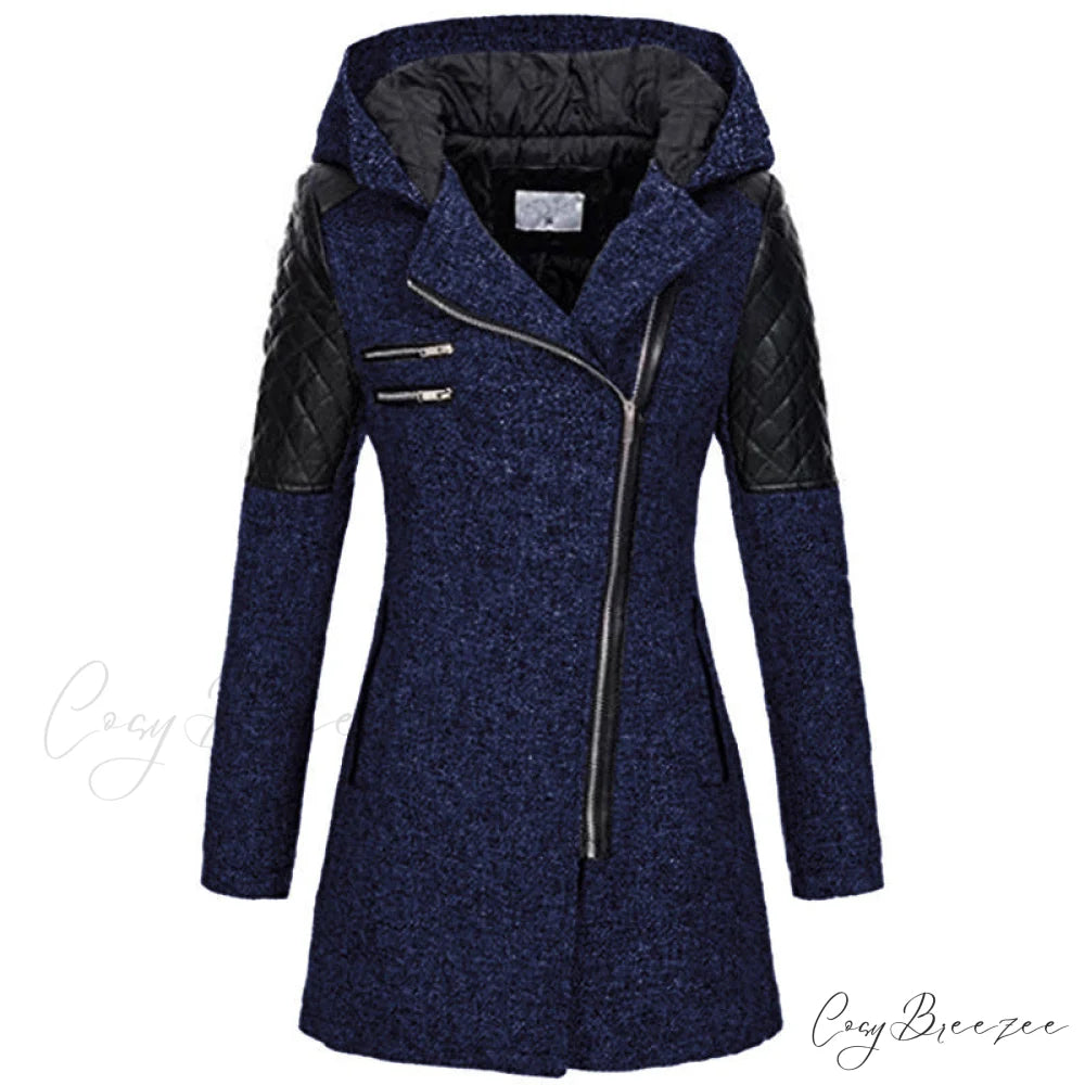 Casual Coat Patchwork Stylish for Wear Navy Blue / S