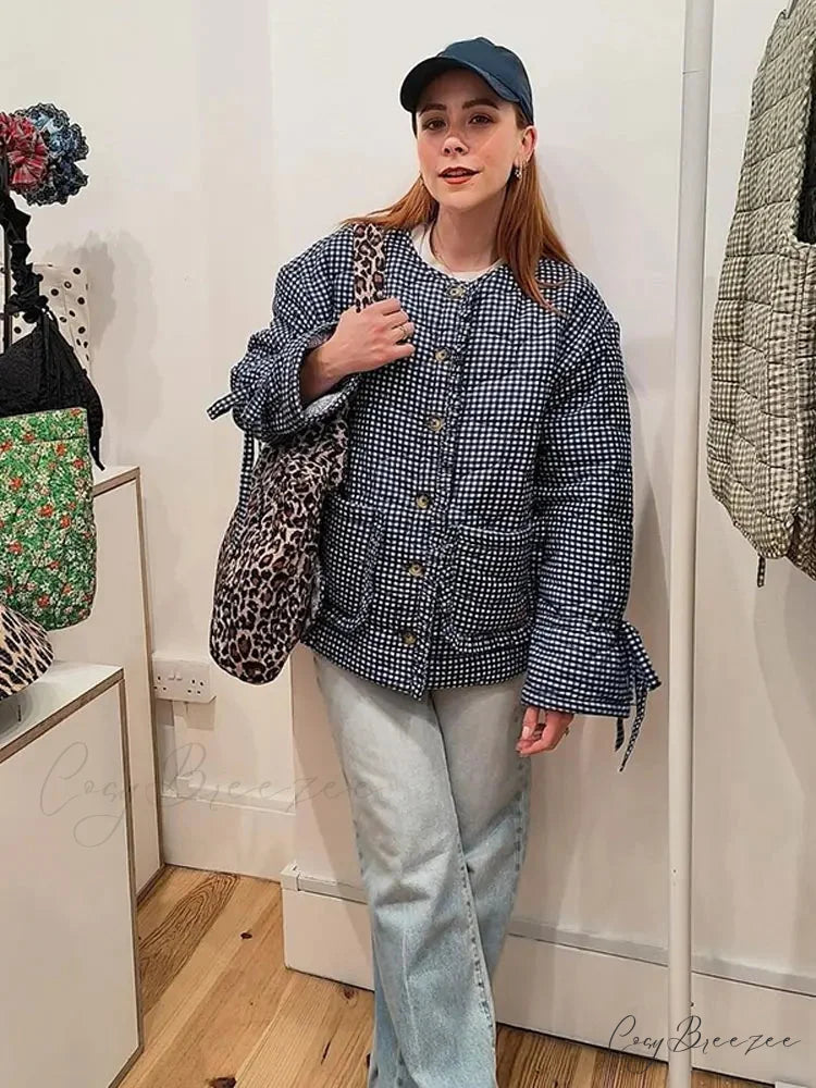 Casual Double-side Printed Lace Up Cotton Elegant Single Breasted Pockets Ruffles Coat