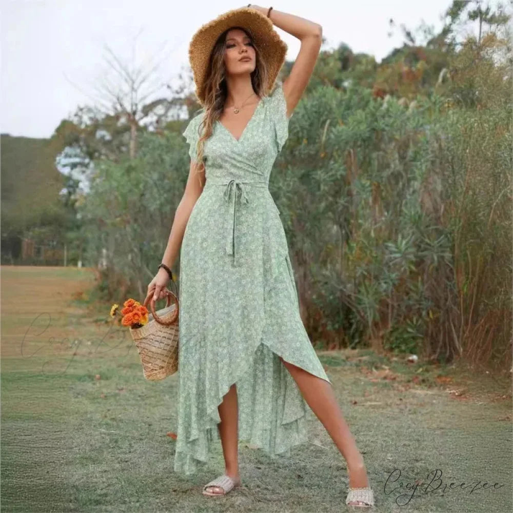 Casual Fitted Floral Print Dress oldfloraldress-250126
