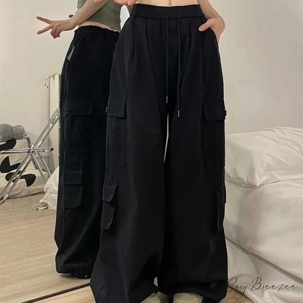 Casual Harajuku Y2K Cargo Pants Black / S pants-241228