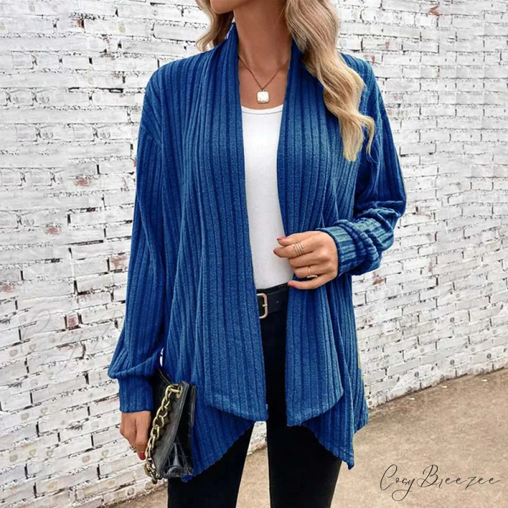 Casual Knitted Cardigan Blue / S