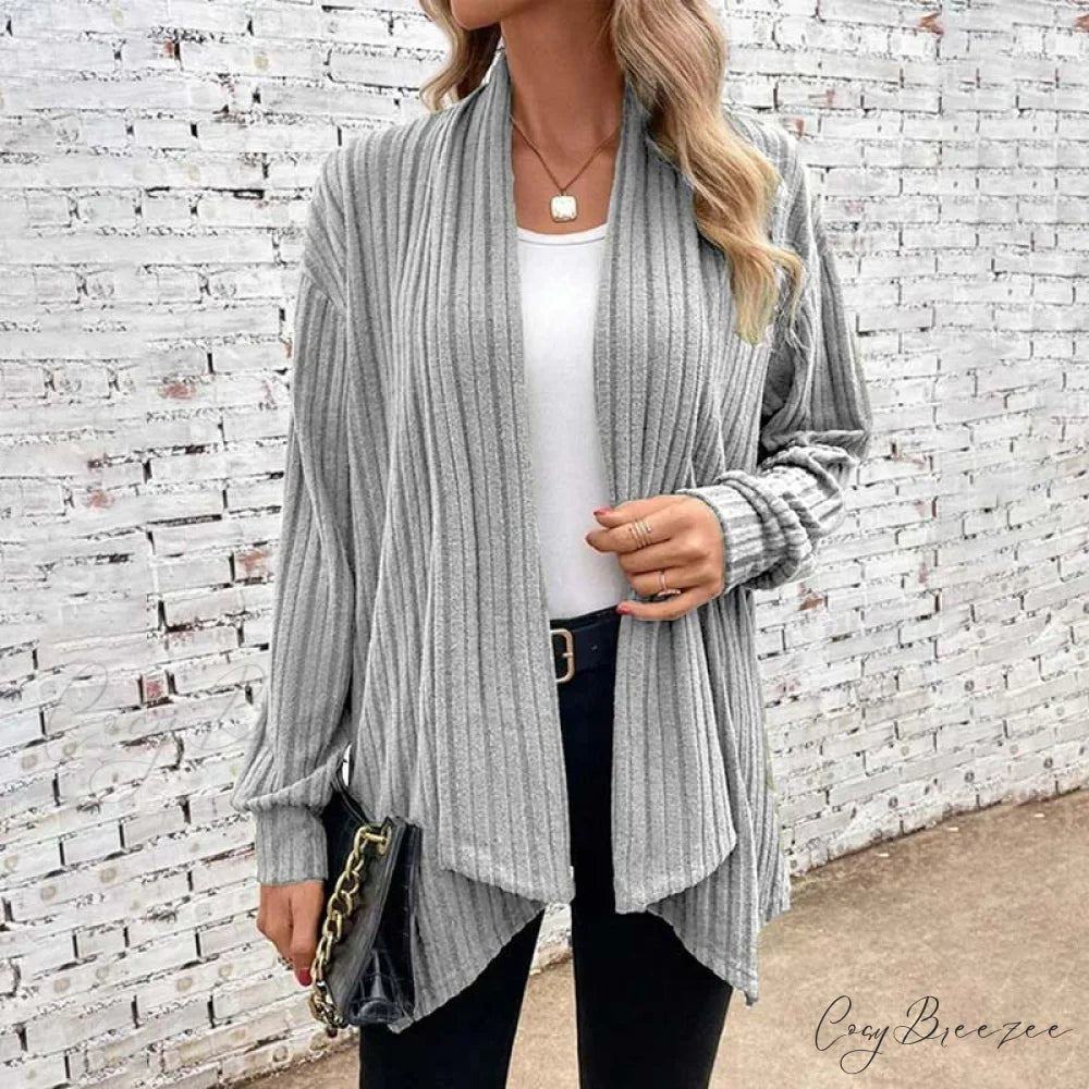 Casual Knitted Cardigan Gray / S