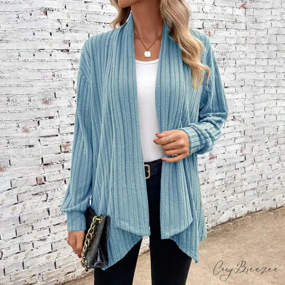 Casual Knitted Cardigan Sky Blue / S