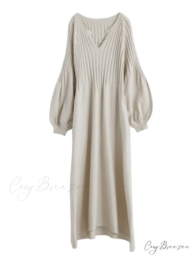 Casual Long Sleeves Solid Modern Color High-Neck Mini Dresses GRAY / FREE SIZE
