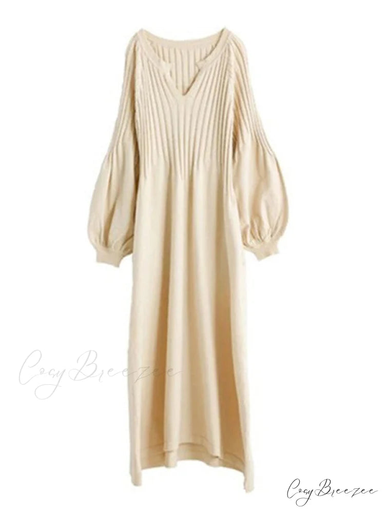 Casual Long Sleeves Solid Modern Color High-Neck Mini Dresses YELLOW / FREE SIZE