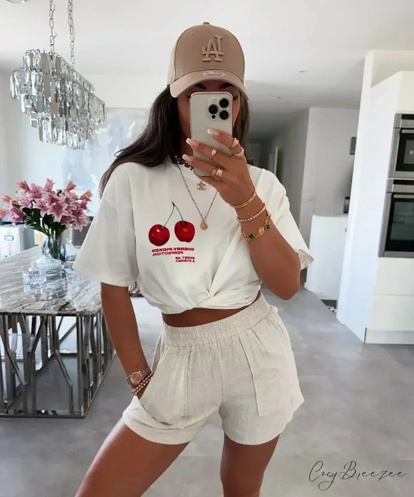 Casual Lotus Eyed Graphic T-shirt white9 / S t-shirt-250223
