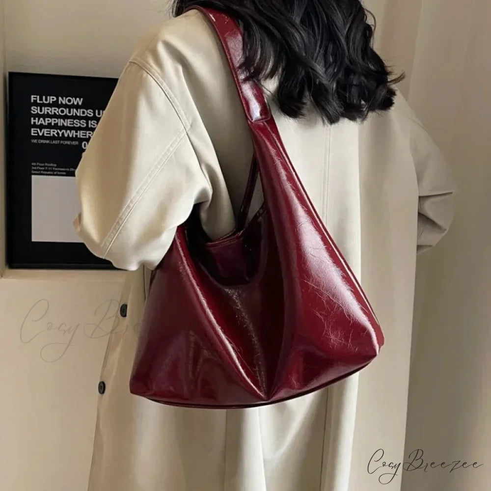 Casual Nylon Crossbody Bag Burgundy shoulder-250126