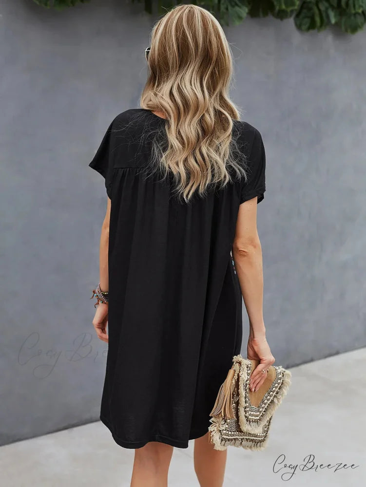Casual O-neck Cotton Boho Dress bohodress-250126