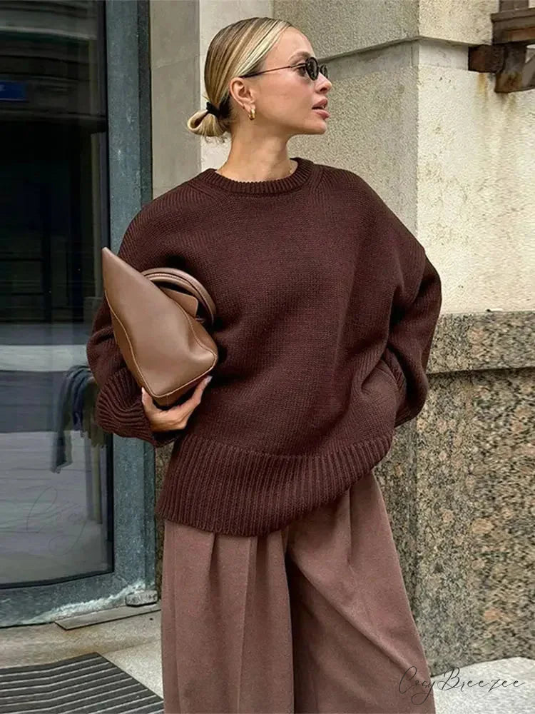 Casual Retro Long Sleeve Sweater swraters-241228