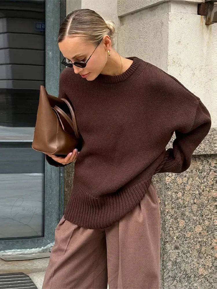 Casual Retro Long Sleeve Sweater swraters-241228