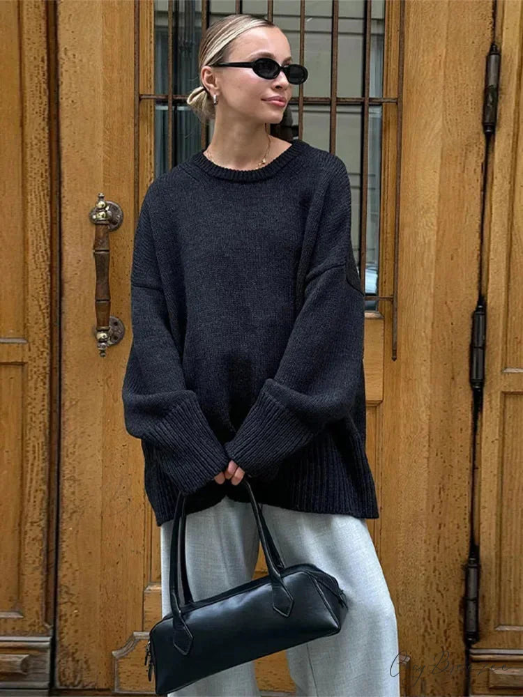 Casual Retro Long Sleeve Sweater swraters-241228