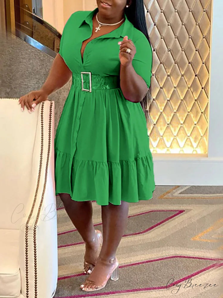 Casual Solid Back Trendy Cut Out T-Shirt Dress