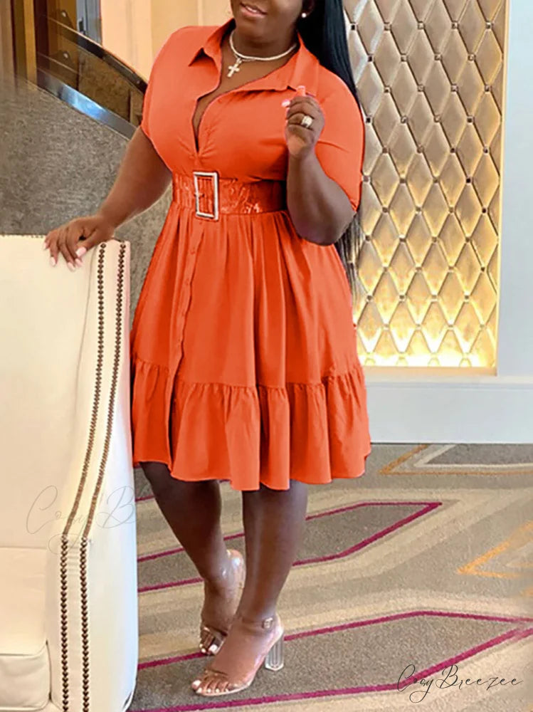 Casual Solid Back Trendy Cut Out T-Shirt Dress