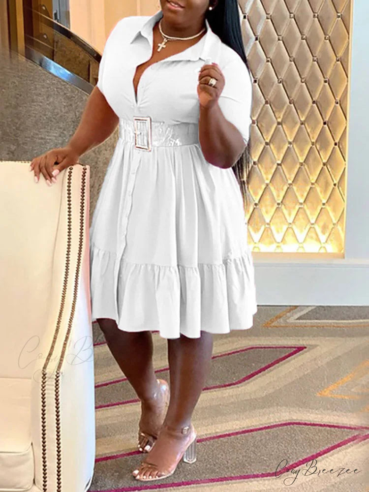 Casual Solid Back Trendy Cut Out T-Shirt Dress