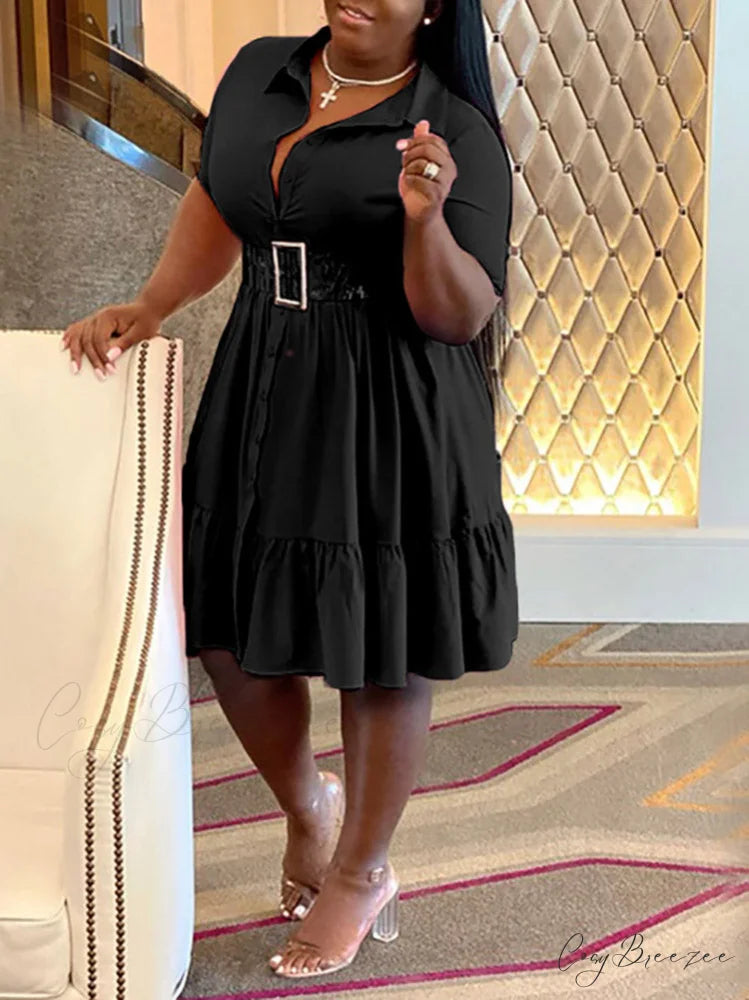 Casual Solid Back Trendy Cut Out T-Shirt Dress