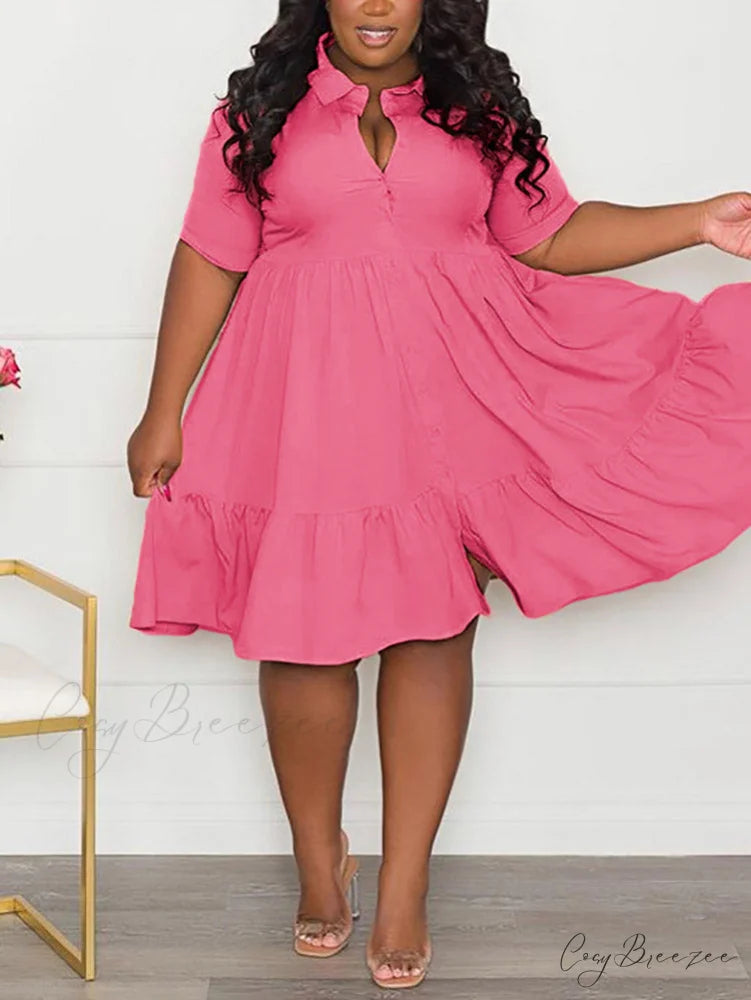 Casual Solid Back Trendy Cut Out T-Shirt Dress
