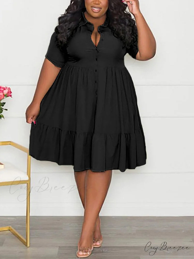 Casual Solid Back Trendy Cut Out T-Shirt Dress Black / XL
