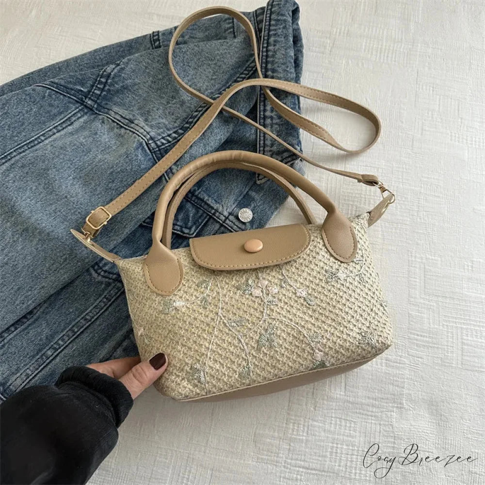 Casual Straw Crossbody Beach Handbag Khaki / 20.5x13.5x10cm handbag-250126