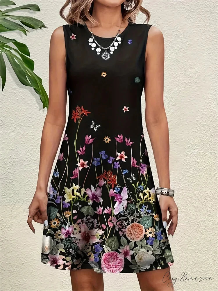 Casual Vintage Boho Floral Print Summer Bodycon Dress color5 / S oldfloraldress-250126
