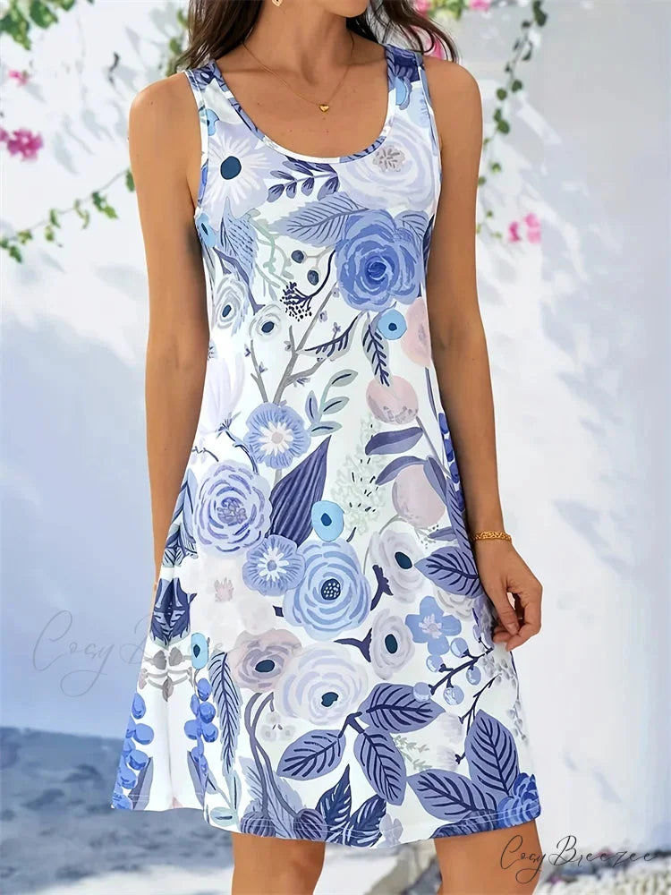 Casual Vintage Boho Floral Print Summer Bodycon Dress color8 / S oldfloraldress-250126