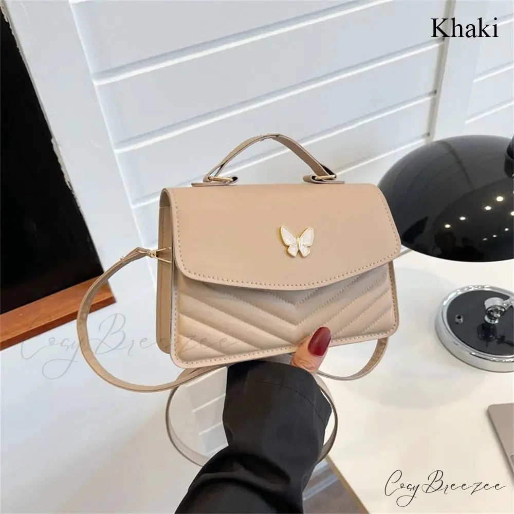 Casual Western Small Crossbody Handbag khaki handbag-250126