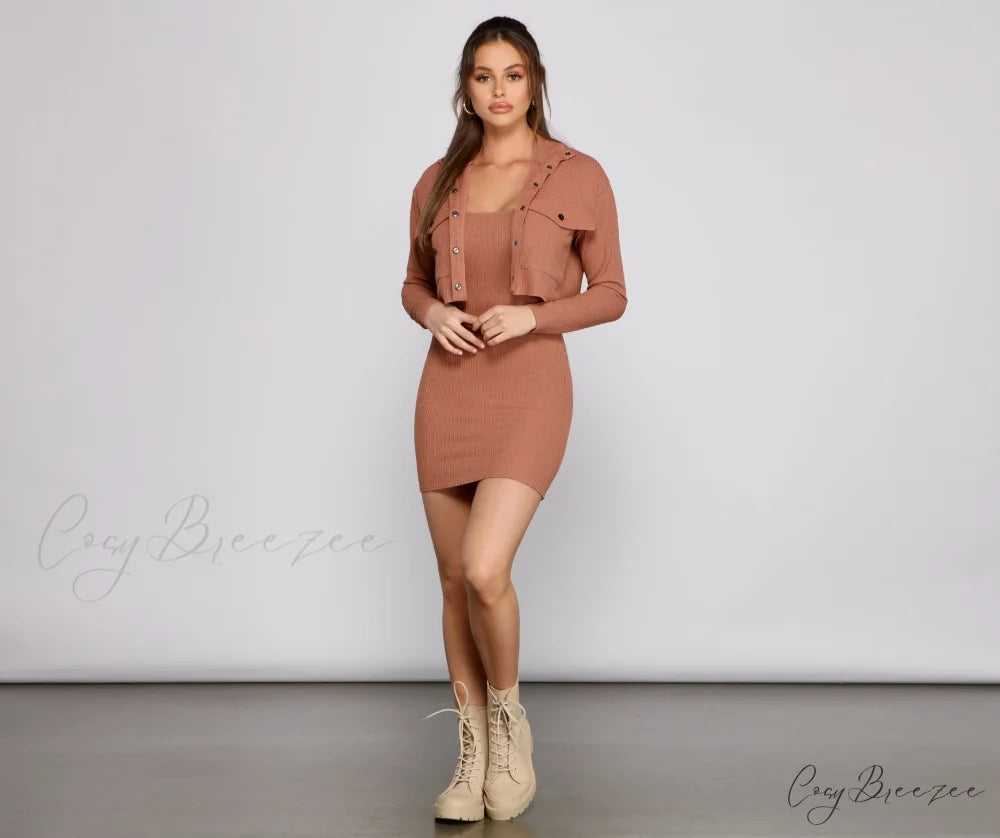Casually Chic Ribbed Charming Knit Mini Dress
