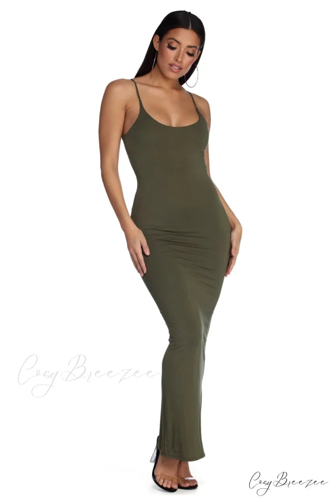 Casually Chic Stylish Maxi Dress OLIVE / S