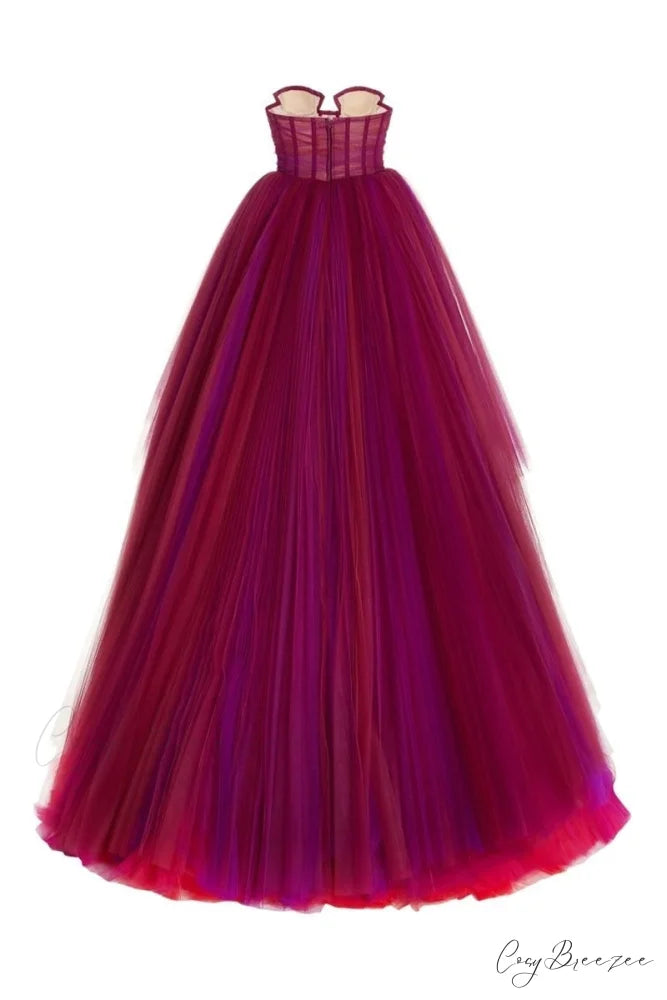 Celebration Time Asymmetrical Trendy Strapless Maxi Dress