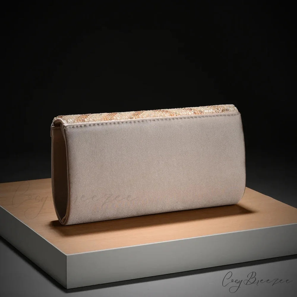 Celebrity Rhinestone Shiny One-Shoulder Clutch 1466beige clutchbag-250126