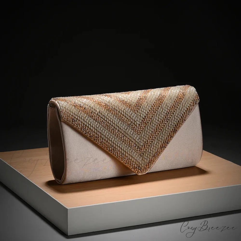 Celebrity Rhinestone Shiny One-Shoulder Clutch 1466beige clutchbag-250126