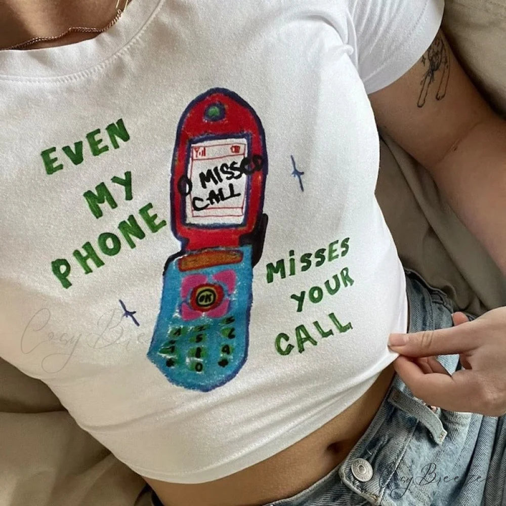 Cell Phone Stylish Graphic White Tee White / S