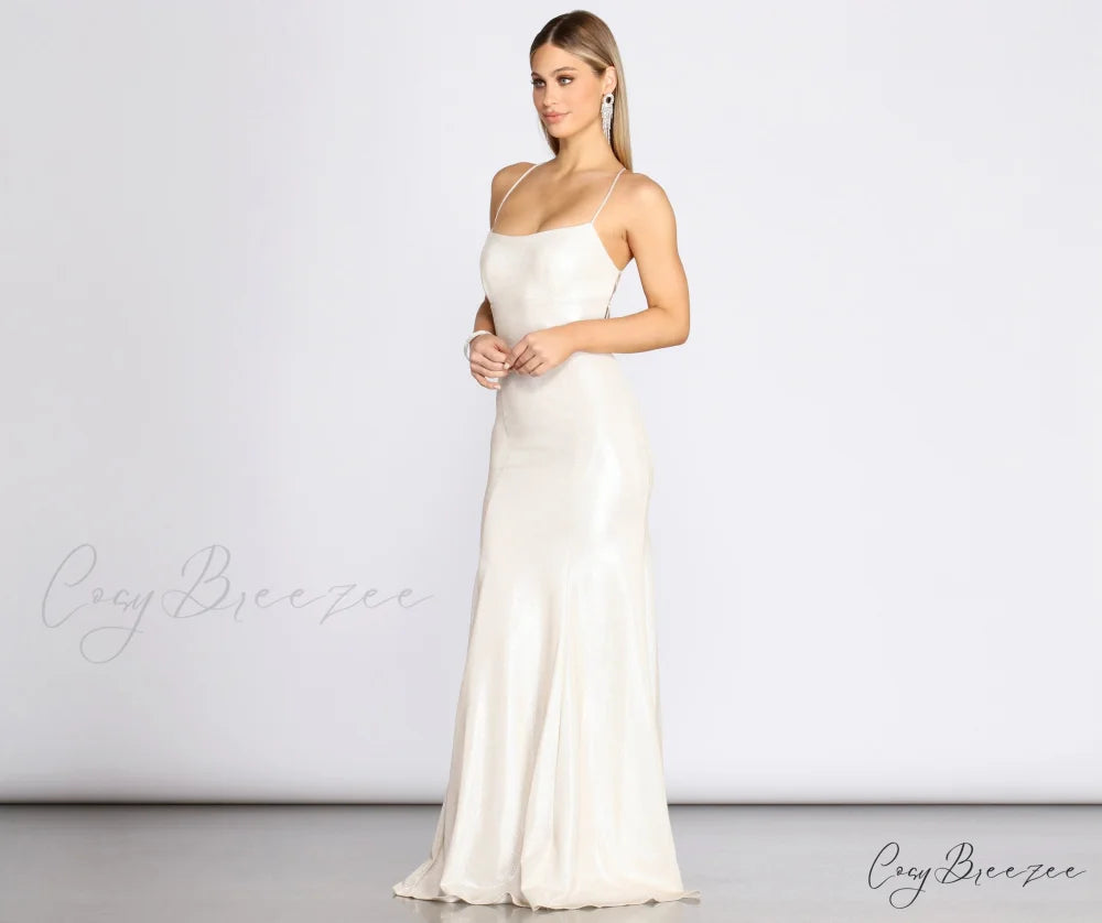 Char Formal Stylish Lattice Glitter Dress