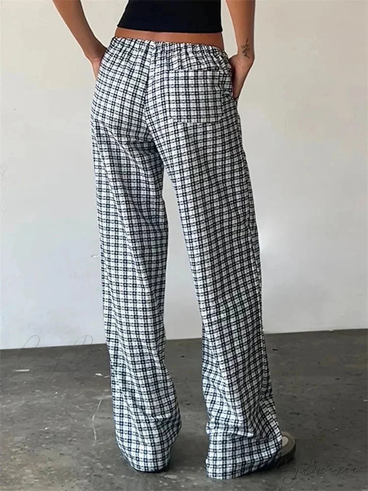 Checkered Pattern Spacious Casual Spring Summer Pant pant-250223