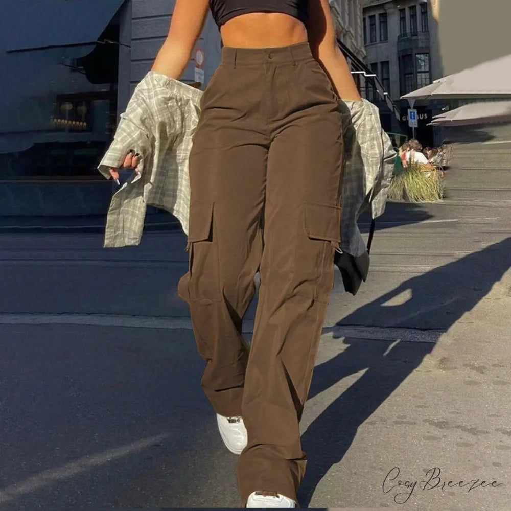 Checkered Pattern Stretchy Waist Pull-Tie Lounge Pant Brown / S pant-250223