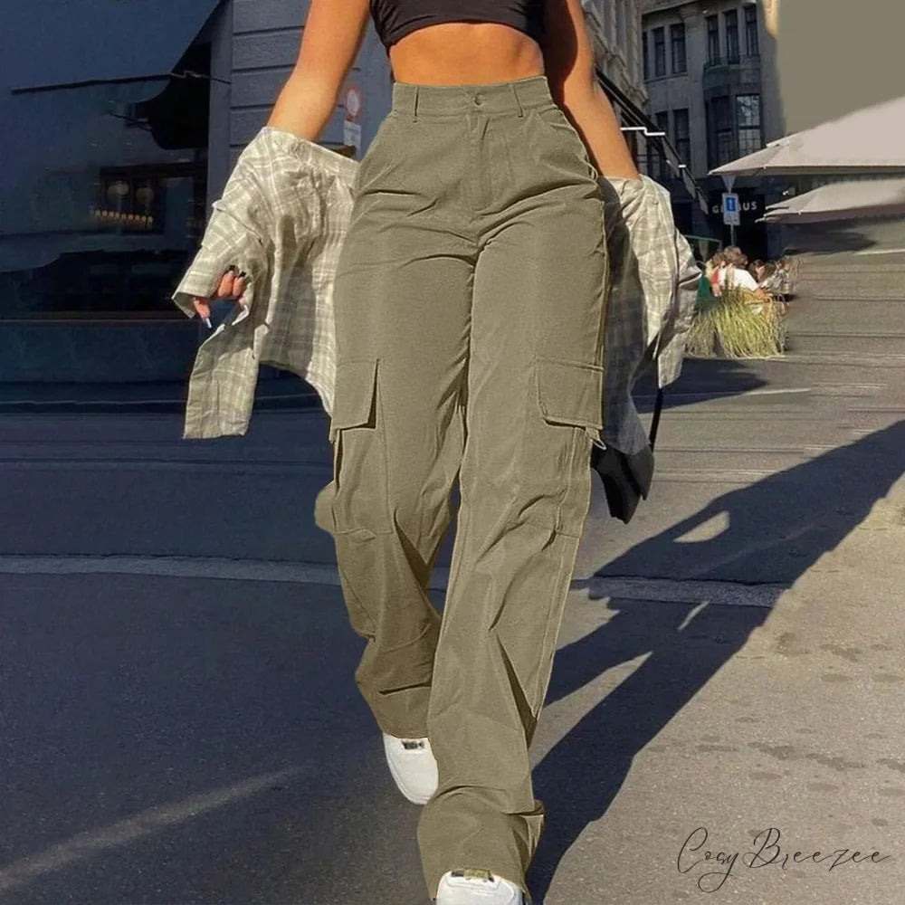 Checkered Pattern Stretchy Waist Pull-Tie Lounge Pant Khaki / S pant-250223