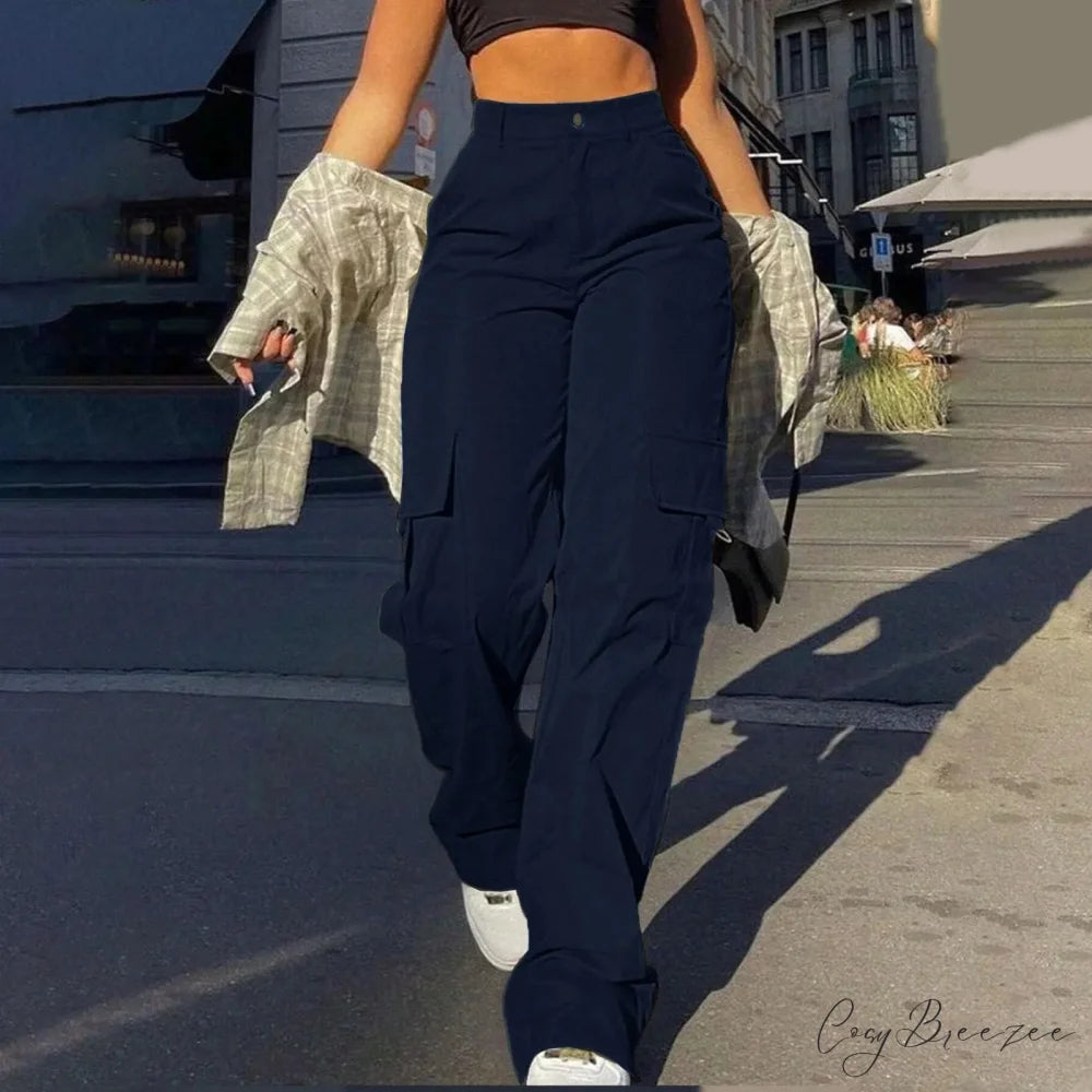 Checkered Pattern Stretchy Waist Pull-Tie Lounge Pant Navy / S pant-250223