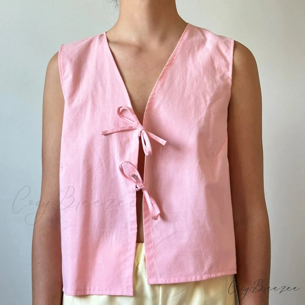 Checkered Tie-Front Crop Top Pink / S croptop-250223