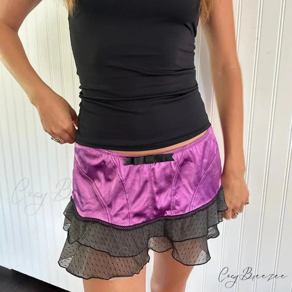 Cheetah Ruffled Hem Pencil Skirt purple / S skirts-250223